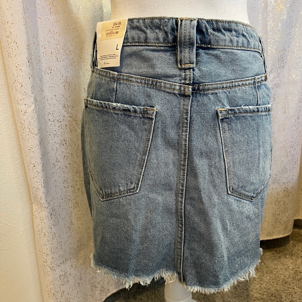 NWT KanCan High Rise Denim Mini Skirt sz lg - Picture 9 of 10
